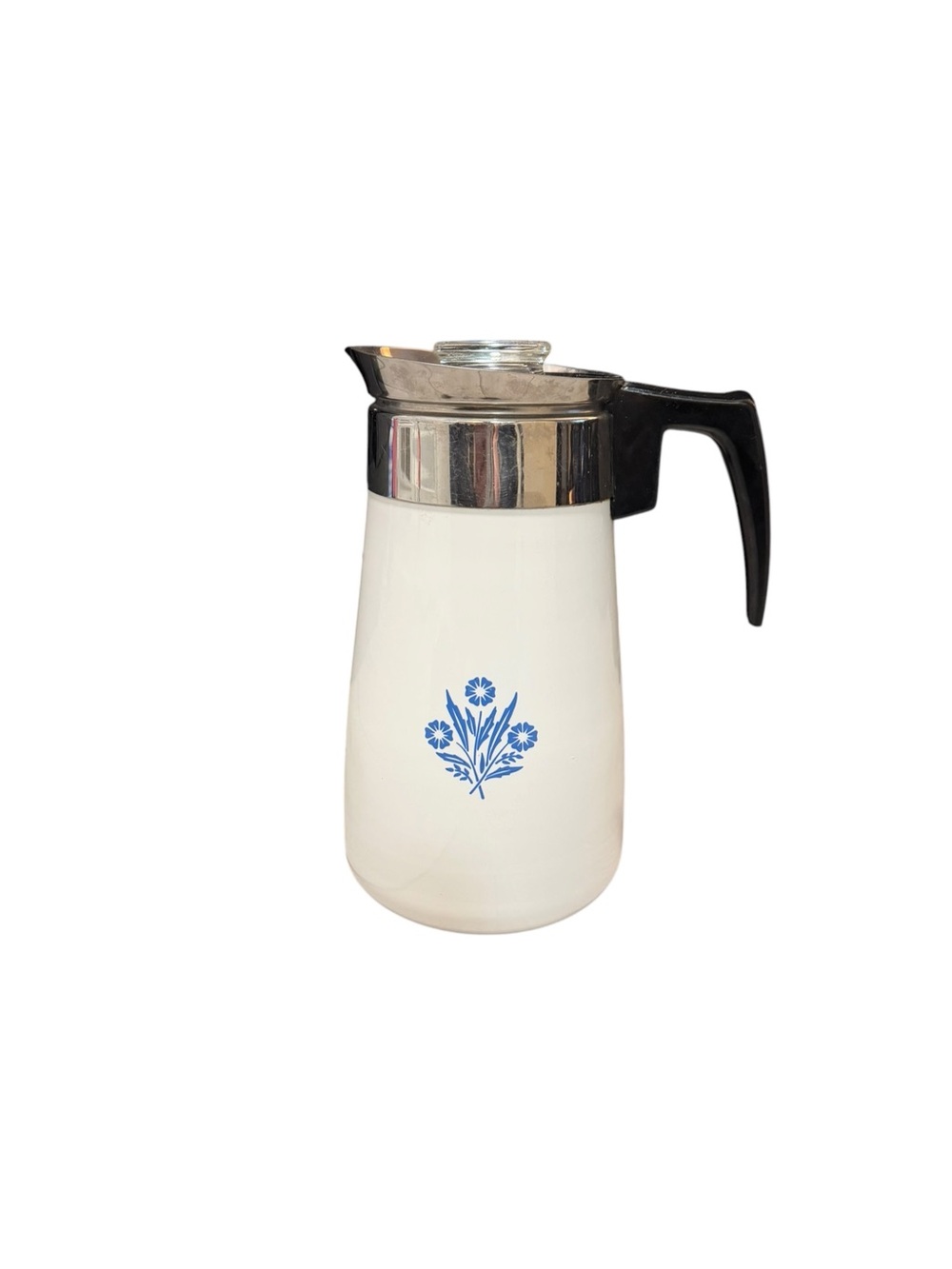 Vintage Corning Ware 9 Cup Coffee Percolator Blue Floral Cornflower USA